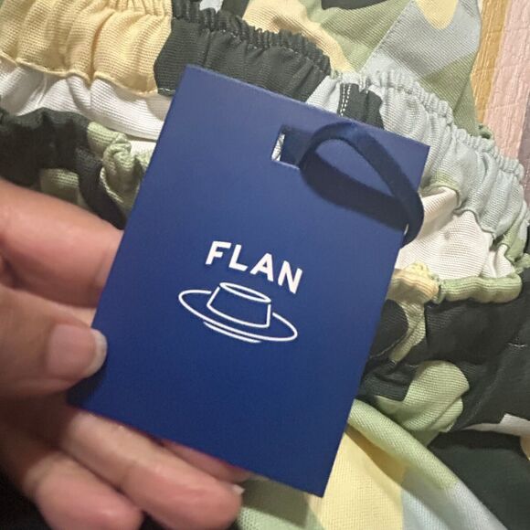 Flan Labs Roquefort Wide Leg Pants Mens XS-S Green Camo Canvas Drawstring - Picture 10 of 10